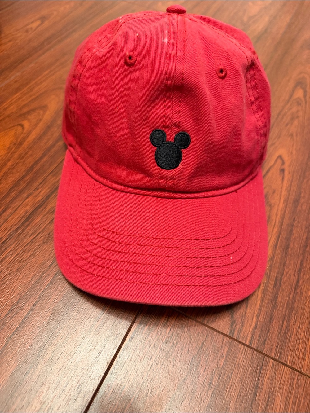 Disney Red Baseball Cap with Black Mickey Icon
